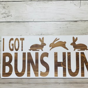 I got buns hun rabbit hutch sign, bunny lover sign, bunny rabbit decor, bunny cage sign