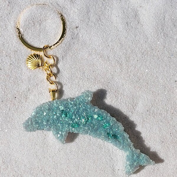 Dolphin Keychain/ Crystal Keychain/ Druzy Keychains/ Fantasy Keyrings/ Sparkly keychains/ Crystaline Keyring/ Gift Keychain/ Keepsake Gift