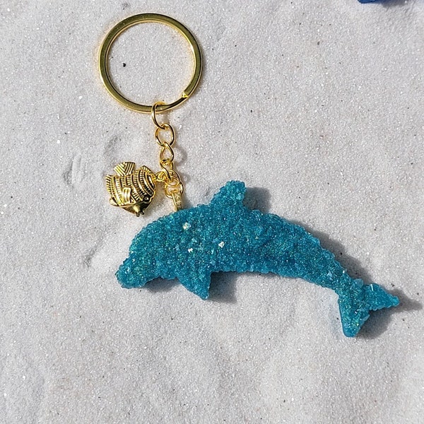 Dolphin Keychain/ Crystal Keychain/ Druzy Keychains/ Fantasy Keyrings/ Sparkly keychains/ Crystaline Keyring/ Gift Keychain/ Keepsake Gift