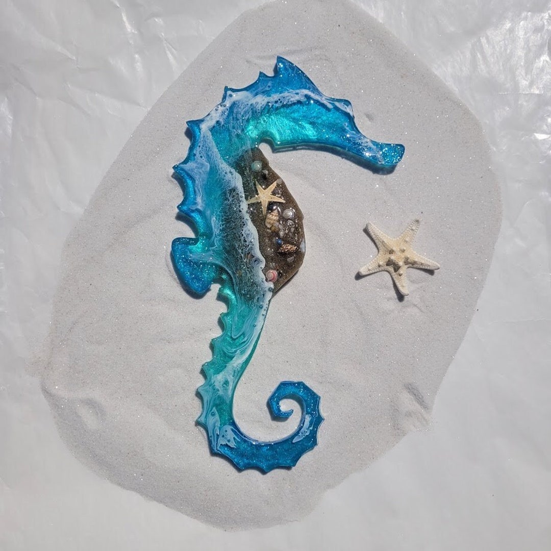 Large Seahorse Wall Art/ Resin Beach Art/ Ocean Wall Art/ Etsy