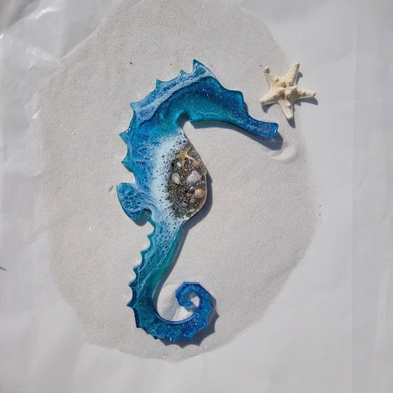 Large Seahorse Wall Art/ Resin Beach Art/ Ocean Wall Art/ Etsy