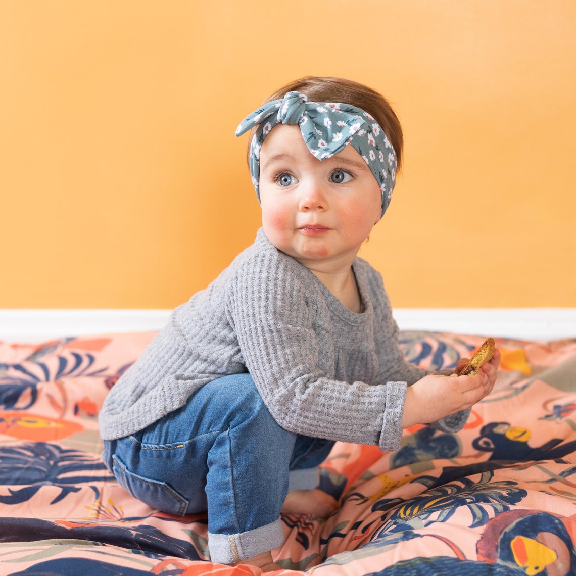 Green Floral Tie on Headwrap Baby Headwrap Tie on Toddler Etsy UK