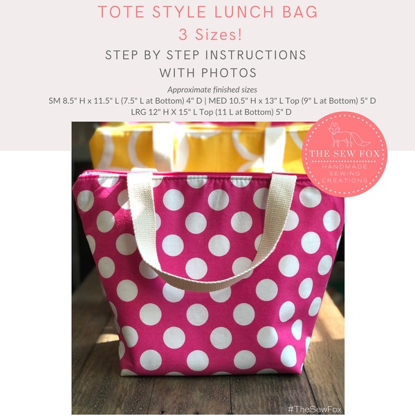 Tote Style Lunch Bag PDF Sewing Instructions