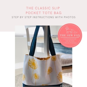 Bolso tote clásico con bolsillo deslizante Instrucciones de costura en PDF