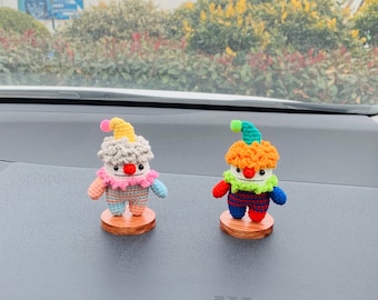 Handmade crochet Cute clown Car Accessories, sunflower car Dashboard Decor for women