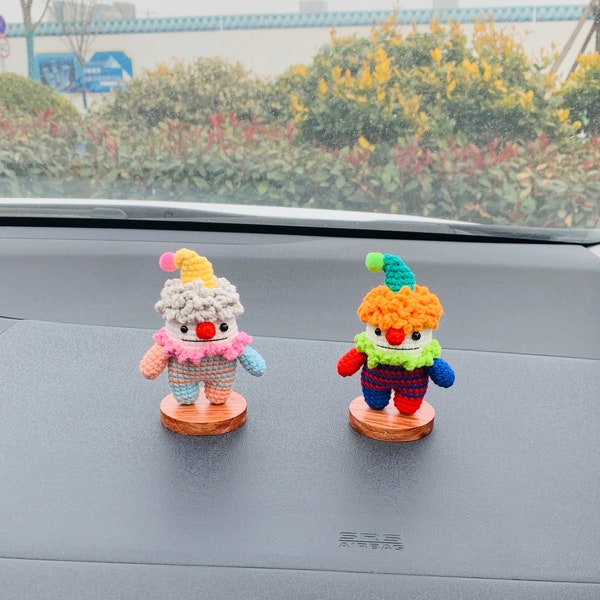 Handmade crochet Cute clown Car Accessories, sunflower car Dashboard Decor for women