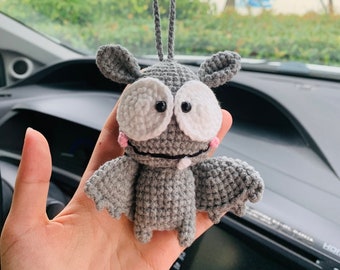 Cute bat Car Accessories Mirror Hanging Charm Fruit Decor Teens Interior Rear View Mirror for Women