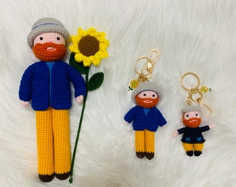 Inspiré de Vincent au crochet Van Gogh amigurumi poupée tournesol cadeau fleur fait main