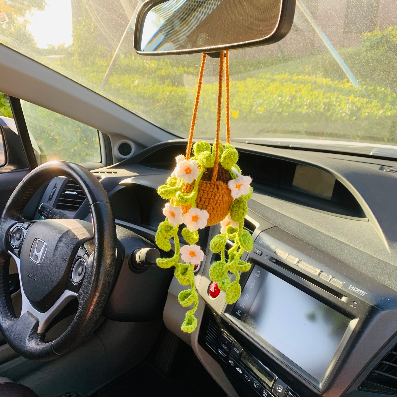 Cute Car Mirror Hanging Bracketplant Chlorophytum Comosum With Etsy