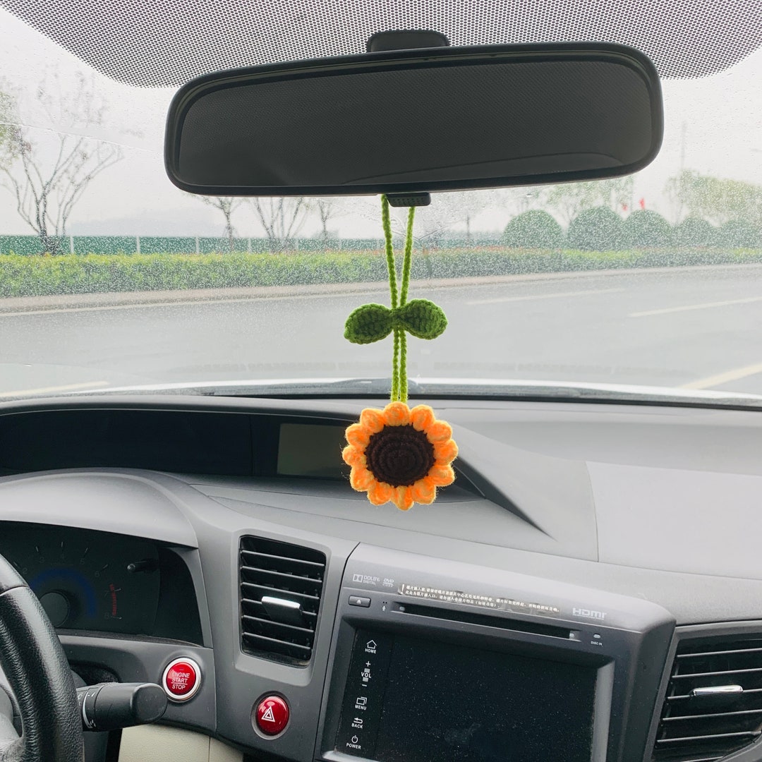 Crochet Sunflower Car Mirror Hanging Accessories for Women Teens Interior  Rear View Mirror Flower Charm Decor -  Denmark