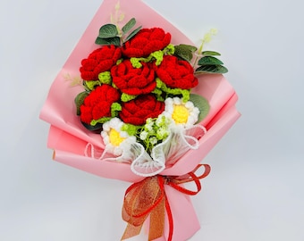 Crochet Rose Banquet, handmade Flower for Mother, Friend Thanksgiving Wedding  Bridal Flowers, Graduation Fake Flower