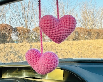 Cute Love shape heart Car Accessories Mirror Hanging Charm Fruit Decor Teens Interior Rear View Mirror for Women