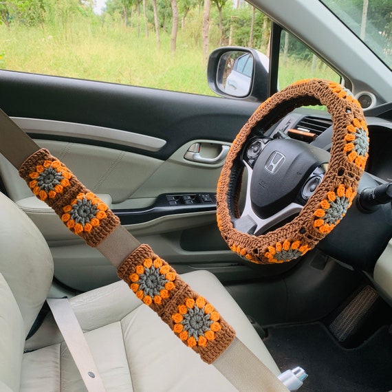 Coprivolante per donna, Copri cintura di sicurezza con fiori all'uncinetto,  Decorazioni per accessori auto -  Italia