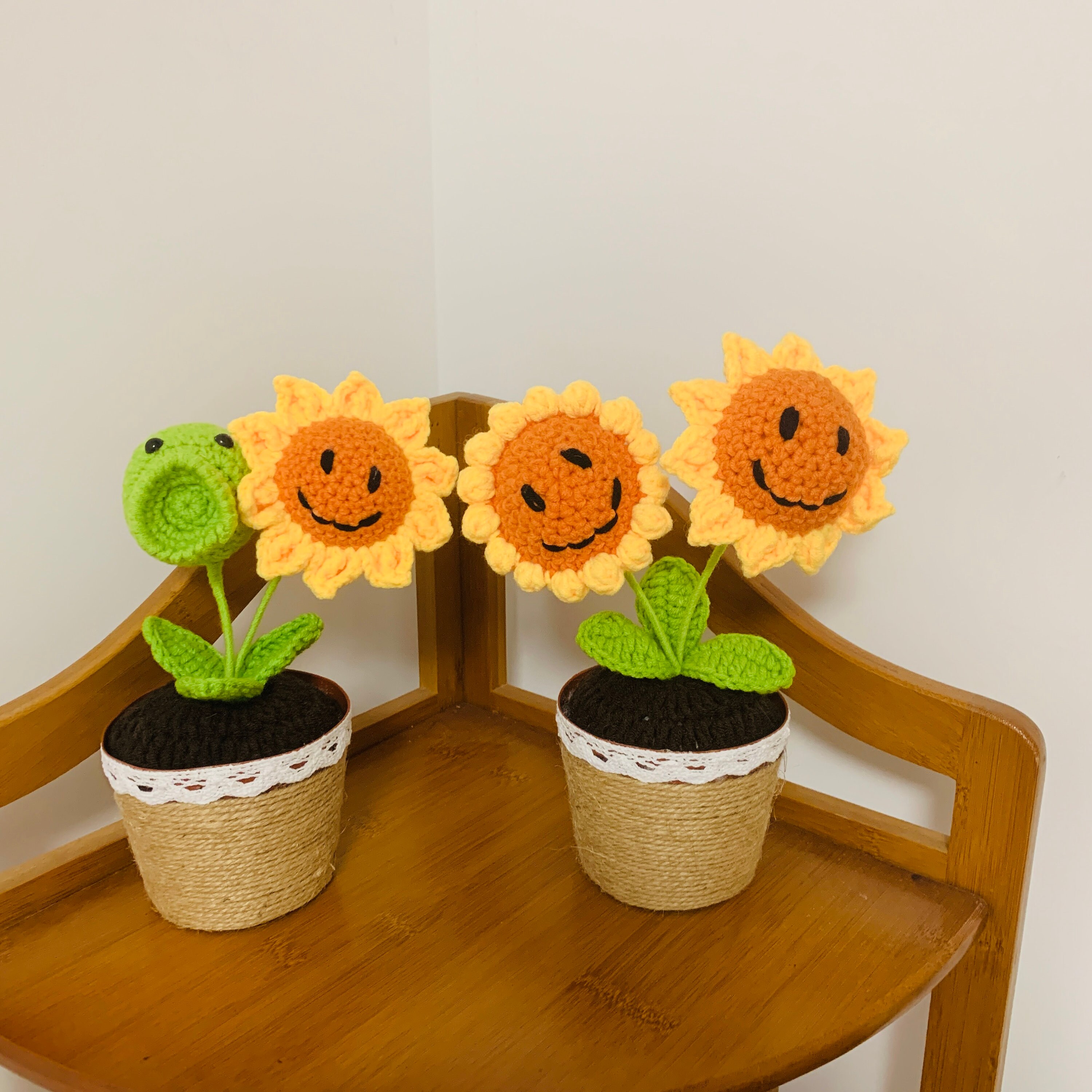 Fleur Tournesol Au Crochet En Pot – Déco Positive, 13x6 Cm, Fil De Qualité, Cadeau Sentimental - 7