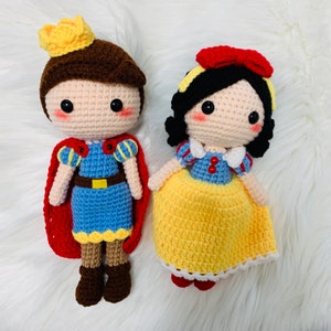 Snow White Princess doll prince , crochet Amigurumi doll, handmade princess cute dolls statement Gift toy for kids