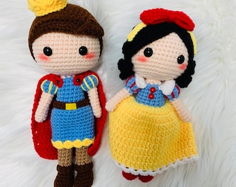 Snow White Princess doll prince , crochet Amigurumi doll, handmade princess cute dolls statement Gift toy for kids