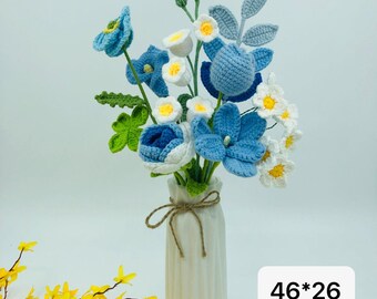 Handmade Crochet Tulip Daisy a bunch of flowers for girlfriends/mothers/lovers/friends artifact handicraft Valentine's Day Mother's Day