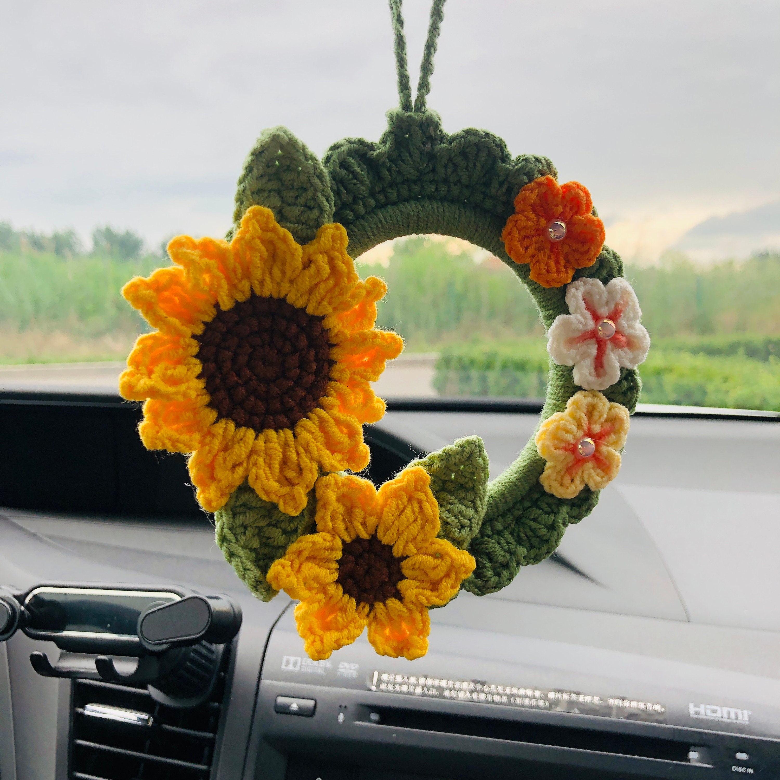 Sonnenblume Autospiegel Hängezubehör für Frauen Jugendliche Innen  Rückspiegel Tier Charm Decor -  Österreich