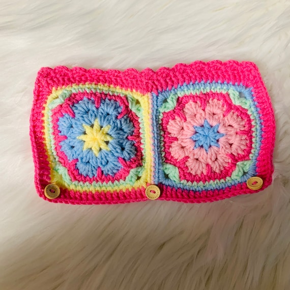 Car Seat Cover,crochet Seat Covers,rainbow Granny Square Steering