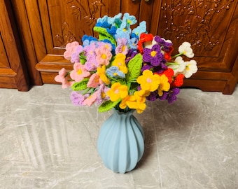 Handmade Crochet flowers,  forget-me-not flower ornaments,  A bunch of flower Gift for her Anniversary bouquet