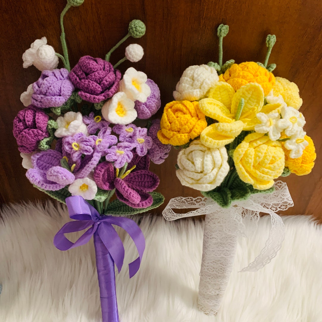Crochet Flowers Tulip Flower Rose Forget Me Not Lily of the Valley Wedding  Flower Cute A Bunch of Flower Anniversary Bouquet Bridal Bouquet -   Israel