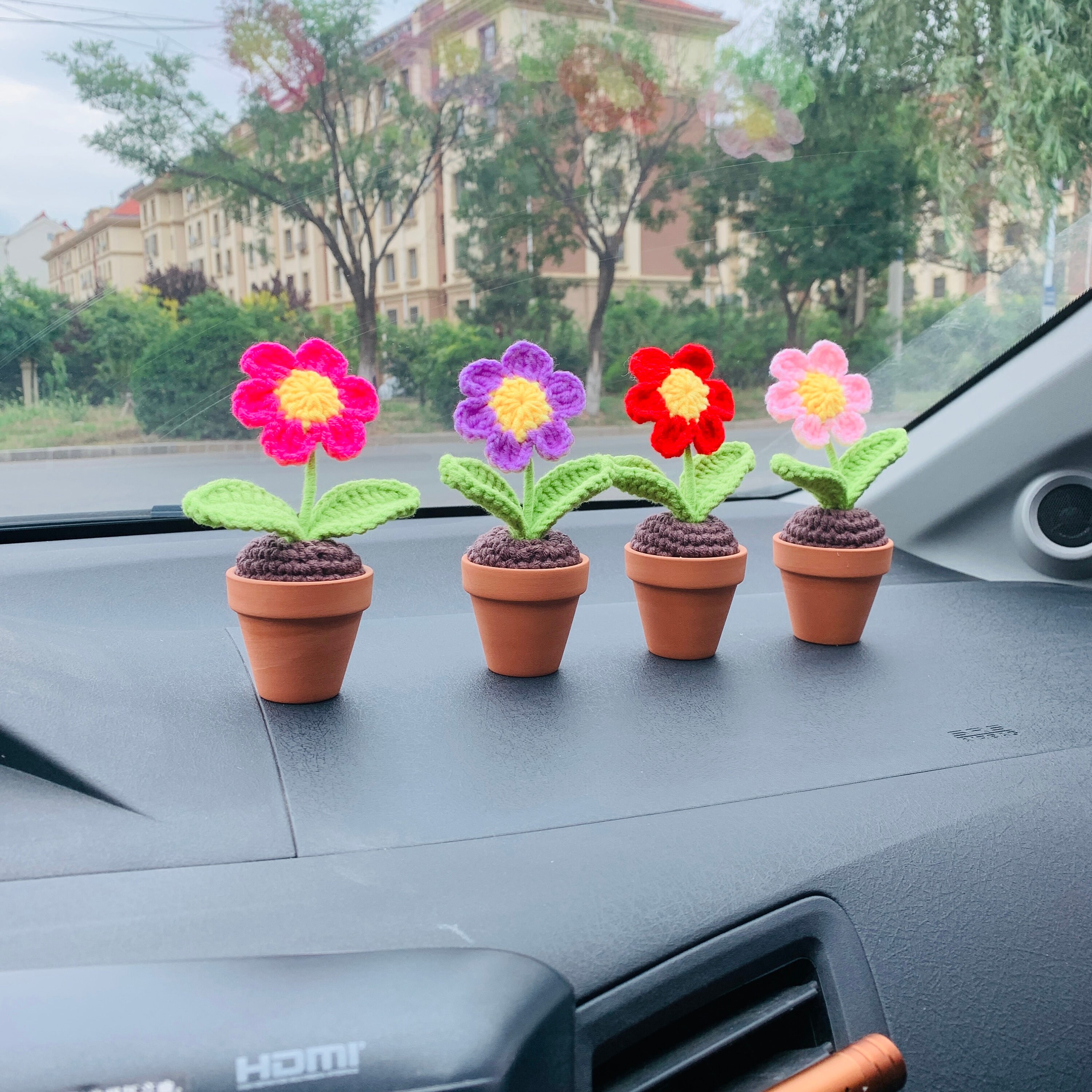 Cute flower Car Accessories Crochet Dashboard Decor for women Etsy