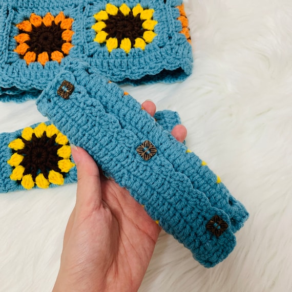 Sunflower seat belt cover: Crochet pattern | Ribblr