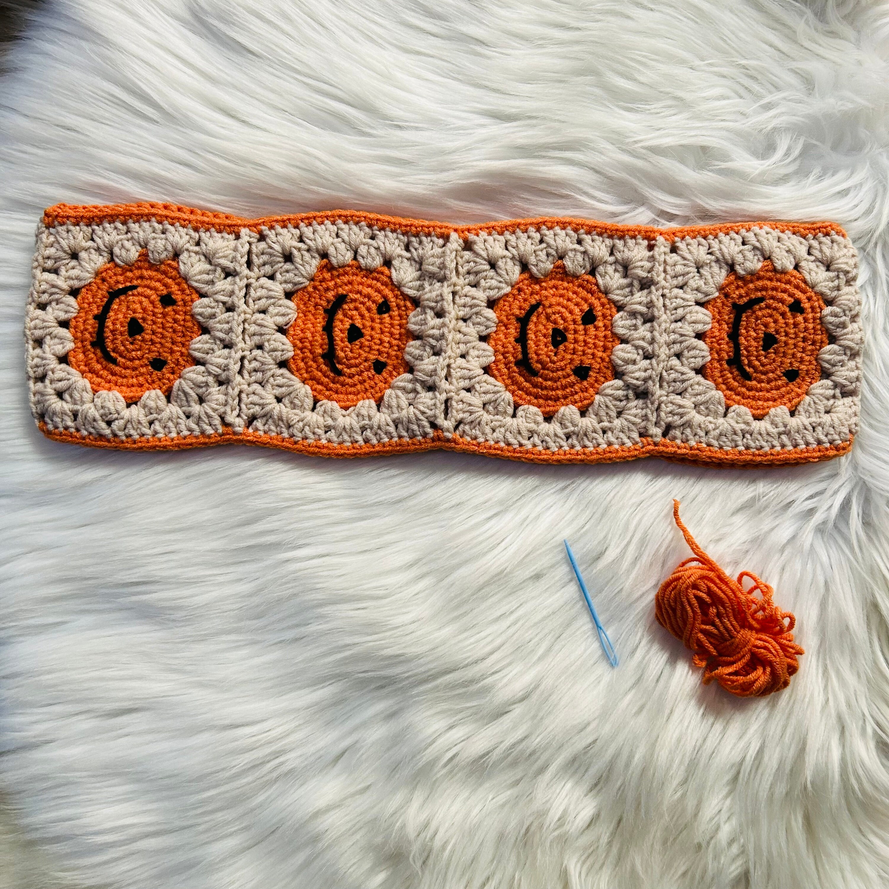 Steering Wheel Cover for women, Crochet cute Halloween Pumpkin flower seat belt Cover, Car Accessories decorations