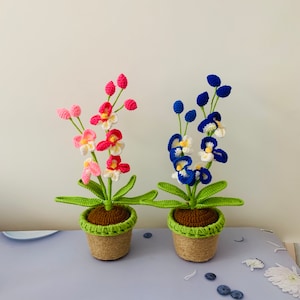 Hand crochet Butterfly Orchid flower potted ornaments artifact handicraft Valentines&#39;s day gift home decor Festival supplies