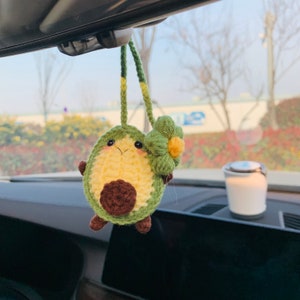 Cute Avocado Flower Car Accessories decor Teens Interior Rear View Mirror Hanging Charm Fruit Decoration for Women gift for her