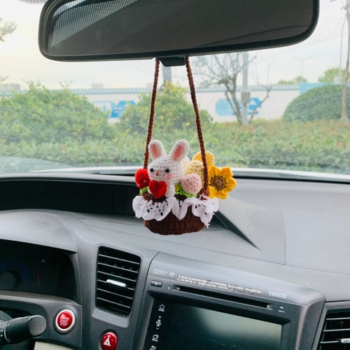Cute Kawaii Flower Strawberry Car Mirror Hanging Charm Fruit Etsy