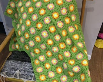 Handmade Green Crochet Blanket Scarf, Crochet Shawl Wrap, Cozy Neck Scarf and Shoulder Wrap, Soft Handmade Gift