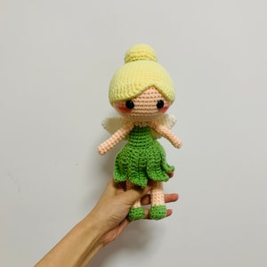 Crochet Princess doll, Tinker Bell  princess, Amigurumi doll, handmade princess cute dolls statement Gift toy for kids