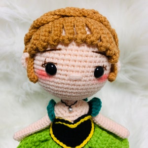 10 inches Crochet Elsa Anna Princess Doll, Handmade Disney Inspired ice Princess Amigurumi Doll Gift image 3
