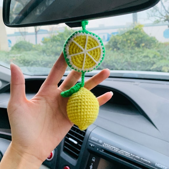 Mignon voiture miroir suspendu citron fruit fleur intérieur rétroviseur  fleur voiture accessoires Crochet cadeau pour voiture -  France