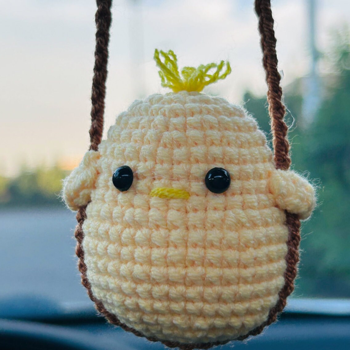 Car Cartoon Animal Rearview Mirror Crochet Swing Pendant - View #4