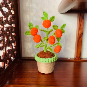 手作りかぎ針編みの柑橘類の植物、鉢植えの装飾品、家の装飾品、工芸品、花、かわいいあみぐるみ、彼女への新築祝いの贈り物