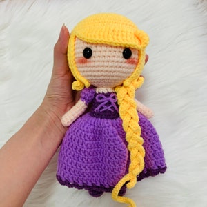 Crochet Princess doll, Rapunzel princess,  Amigurumi doll, Tangled handmade princess cute dolls statement Gift toy for kids