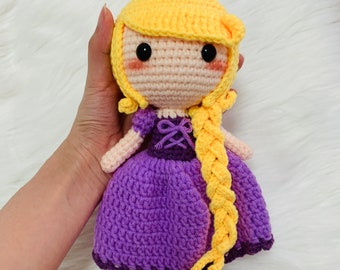 Crochet Princess doll, Rapunzel princess,  Amigurumi doll, Tangled handmade princess cute dolls statement Gift toy for kids