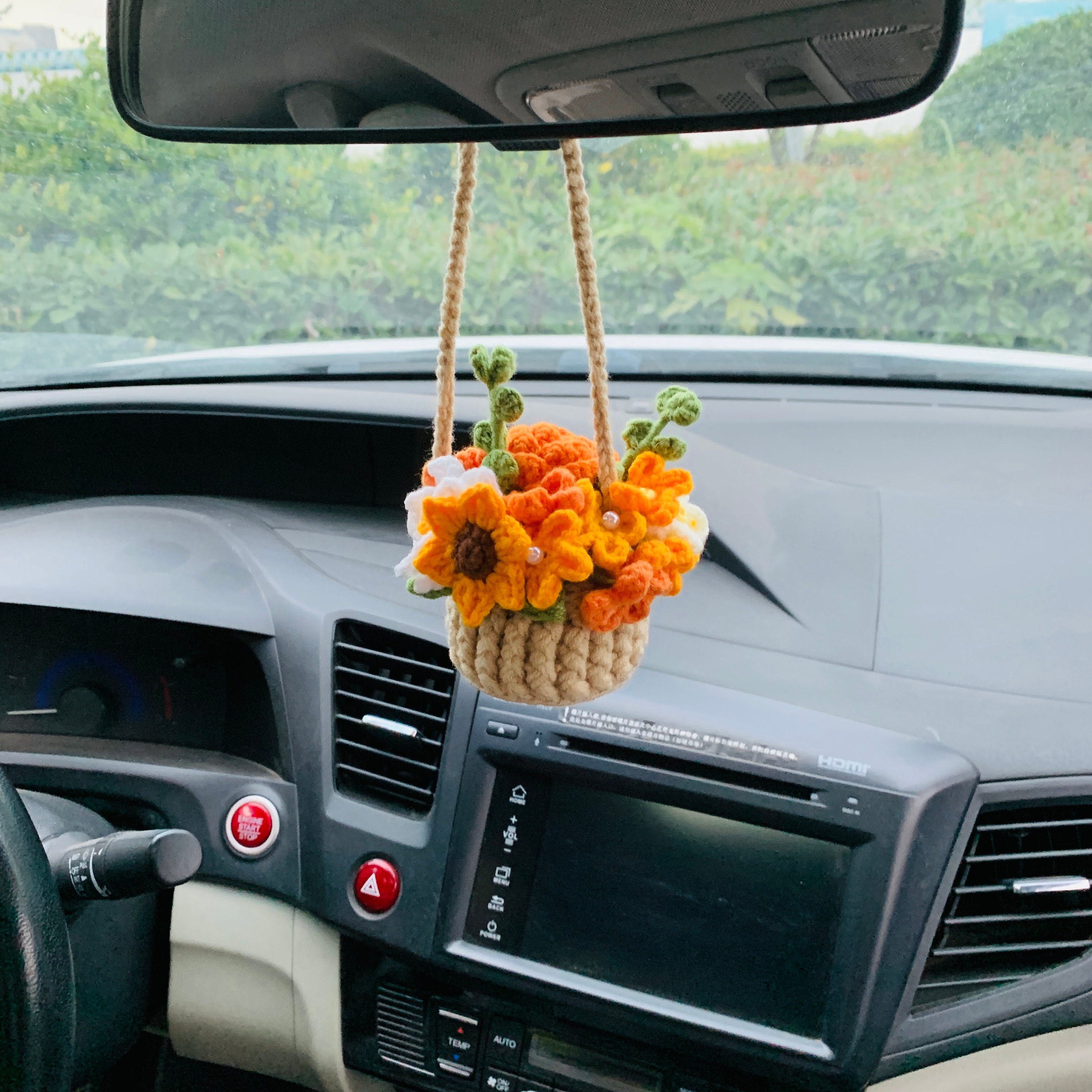 Cute Car Mirror Hanging Lily of the valley Flower Interior Rear View Mirror  Flower Car Accessories