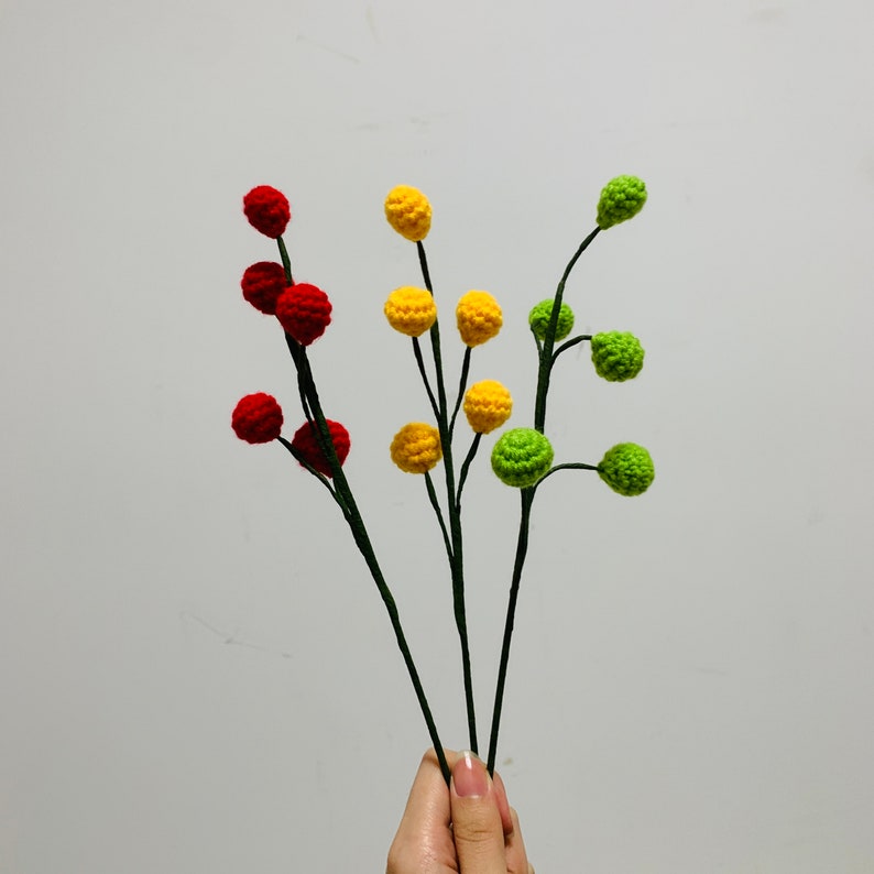 Gehäkelte Sonnenblume Eukalyptus Tulpe Beere Lavendel ein Blumenstrauß für Freundinnen/Mütter/Liebhaber/Freunde Basteln 3 stems berry ball