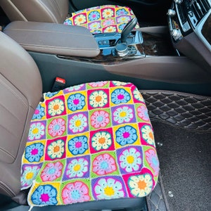Fundas para reposacabezas, funda para volante, fundas para reposacabezas de asiento de coche de crochet de colores, funda para cinturón de seguridad para mujer