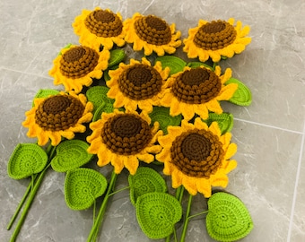 Crochet Sunflower a bunch of flowers for girlfriends/mothers/lovers/friends artifact handicraft housewarming gift