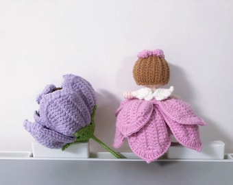 Flowers turn into fairies Handmade crochet knitted Flower Anniversary Home Decor Valentine's Gift for her Novelty friend present Festival