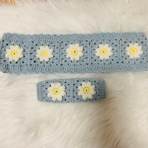 Steering Wheel Cover for Women, Crochet Daisy Flower Seat Belt Cover ...