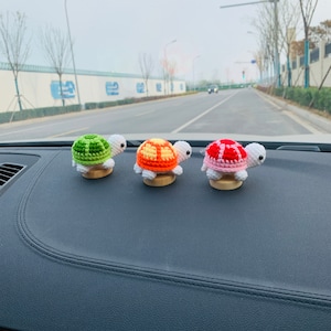 Handmade crochet Cute mini turtle Car Accessories car Dashboard Decor for women