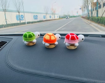 Handmade crochet Cute mini turtle Car Accessories car Dashboard Decor for women