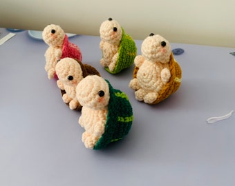 Head retracted into shell Crochet mini turtle amigurumi stuffed animal cute Creative handmade Gift friendship