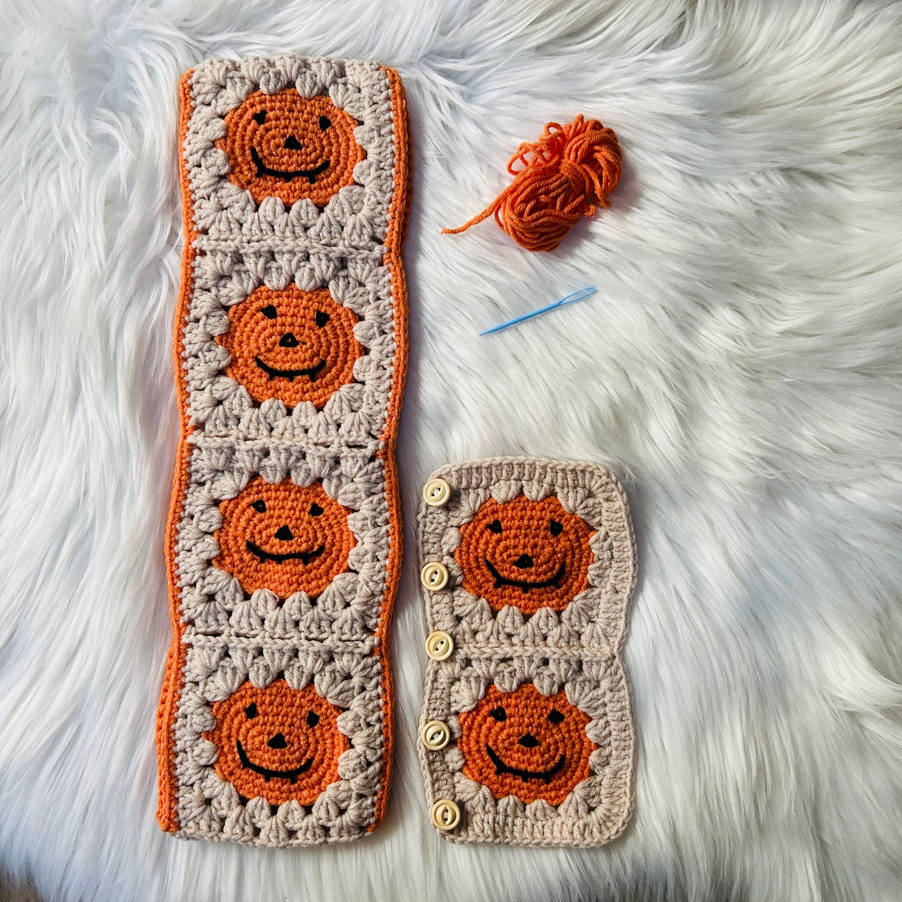 Steering Wheel Cover for women, Crochet cute Halloween Pumpkin flower seat belt Cover, Car Accessories decorations