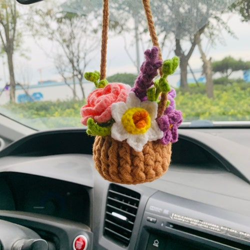 Cute Bunny Kawaii Flower Car Mirror Hanging Charm Sunflower Etsy
